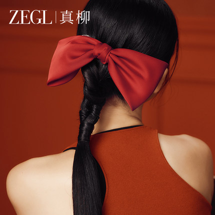 ZEGL蝴蝶结发夹头饰高颅顶发卡女圣诞新款高端缎面miu系少女夹子