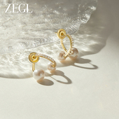 潮耳钉气质通勤风银针耳饰品 2024年新款 ZEGL法式 人造珍珠耳环女款