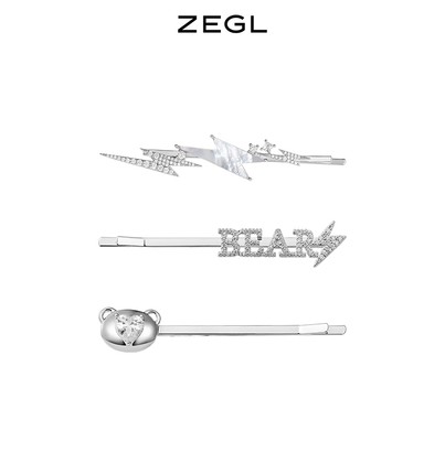ZEGL设计师梦境小熊发夹女后脑勺一字夹2024新款百搭发卡甜酷发饰