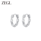 ZEGL真柳麻花大耳圈耳环法式 素圈耳坠耳钉 圈圈耳饰女秋冬复古爆款