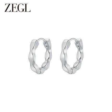 ZEGL真柳麻花大耳圈耳环法式圈圈耳饰女秋冬复古爆款素圈耳坠耳钉