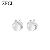 轻奢高级感小众耳饰 白玉髓耳环女耳扣2025新款 ZEGL明星同款 新中式