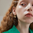ZEGL复古耳环女2025新款 金色耳饰 耳钉小众设计感高级气质耳扣春季