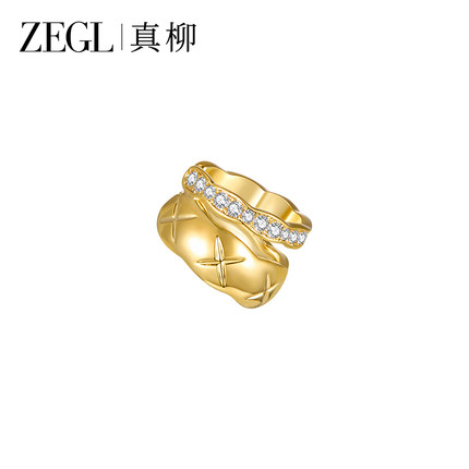ZEGL真柳双层金色耳夹无耳洞女轻奢高级感气质耳骨夹法式耳环耳饰