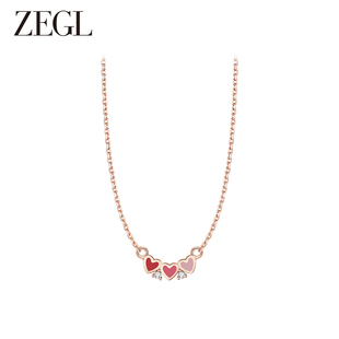 锁骨链配饰品 ZEGL玫瑰金爱心项链女925银轻奢小众高级设计感新款