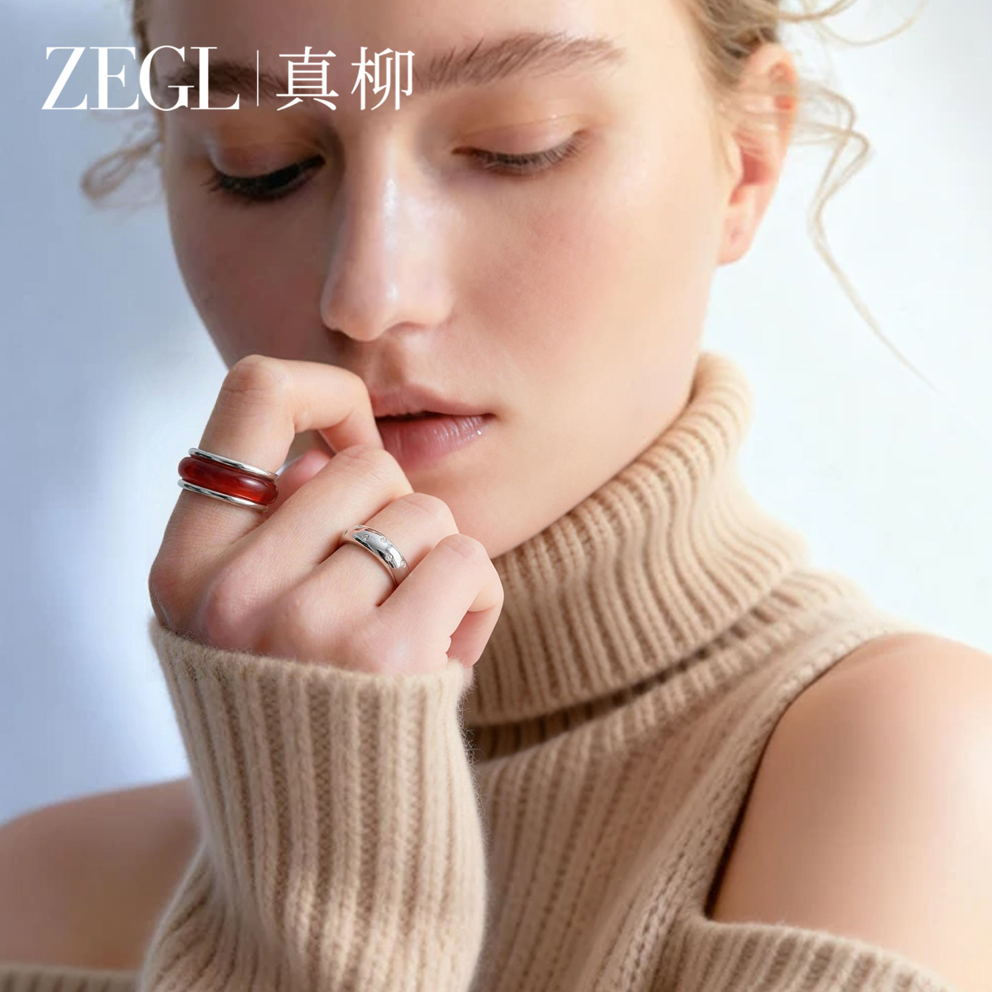ZEGL半山水系列红玛瑙戒指图片