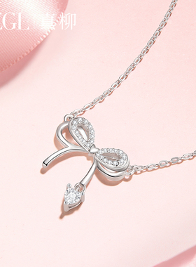 ZEGL真柳925纯银蝴蝶结项链女2025新款锁骨链配饰生日礼物送女友