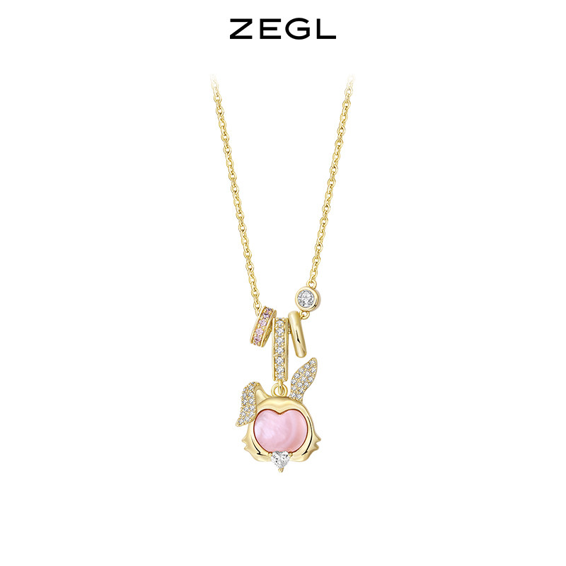 ZEGL真柳设计师本命年金色桃花兔年项链轻奢女款百搭配饰锁骨链