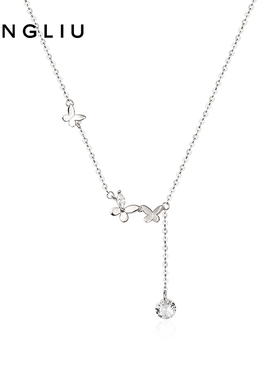 ZEGL925纯银蝴蝶项炼女流苏锁骨炼轻奢小众设计感生日礼物送女友