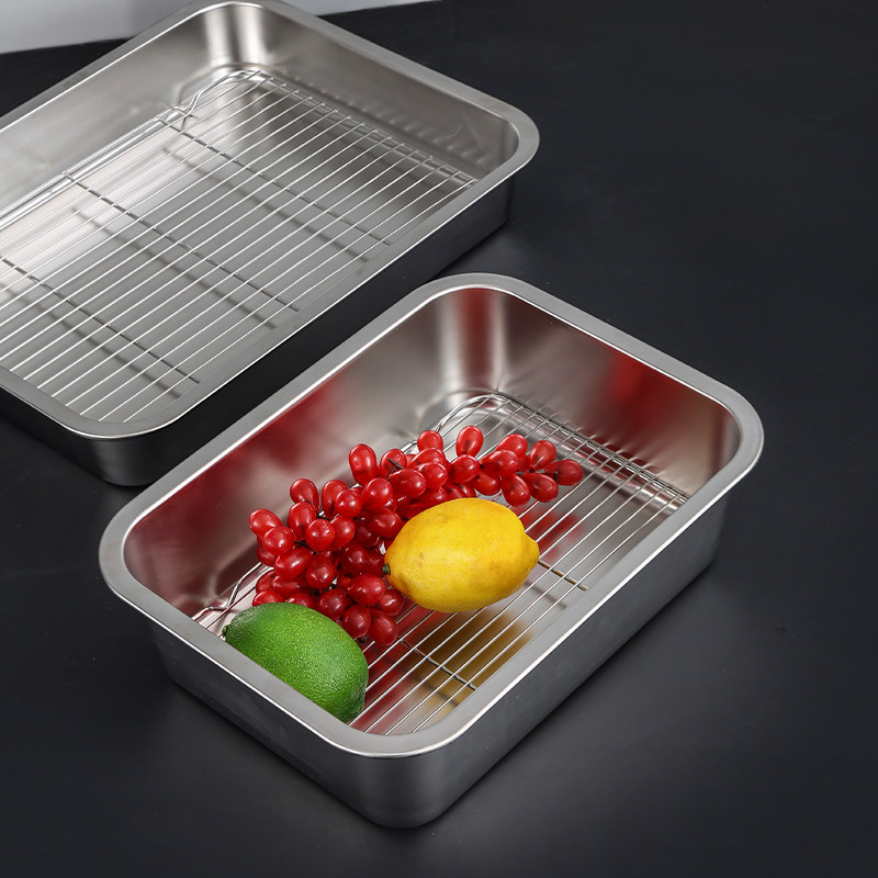 304不锈钢长方形卤菜滤油盆加深