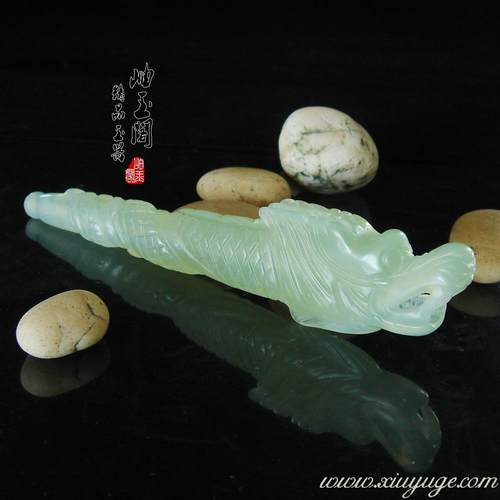 岫玉阁专柜正品天然岫玉立体雕刻 岫玉保健盘龙烟嘴 过滤嘴标准型