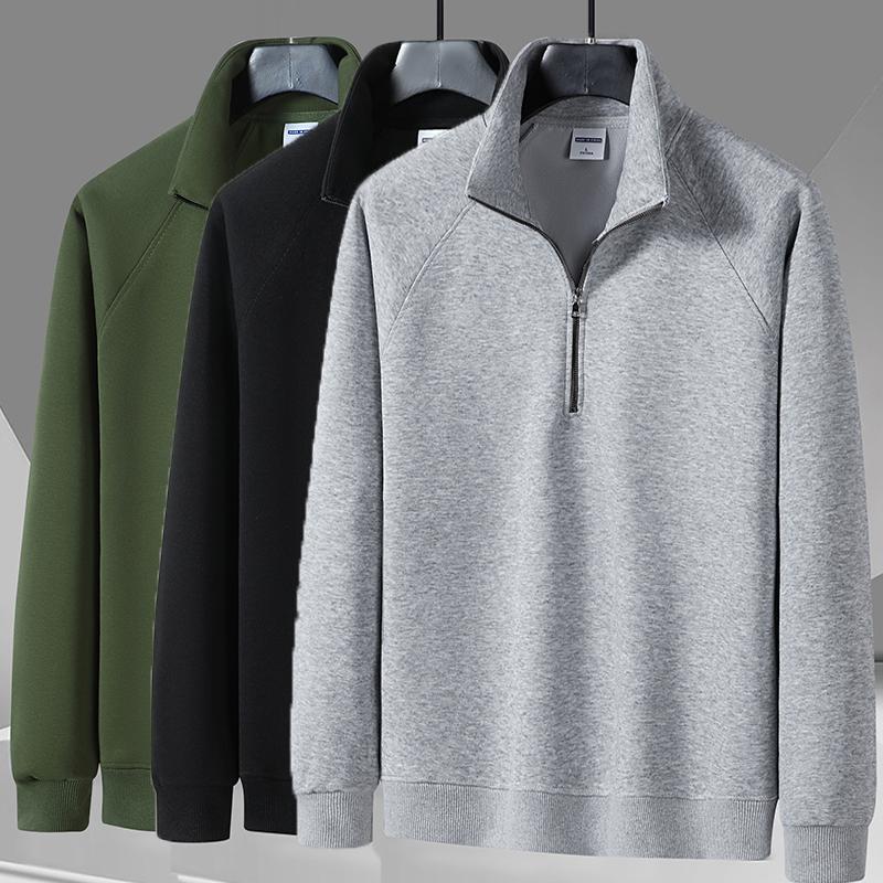 春秋款男士立领卫衣半截拉链长袖