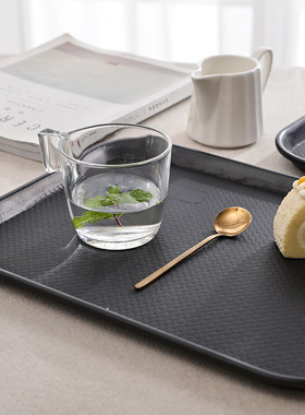 双剑优选长方形家用塑料托盘黑色塑料茶杯酒店收纳盘批发防滑PU皮