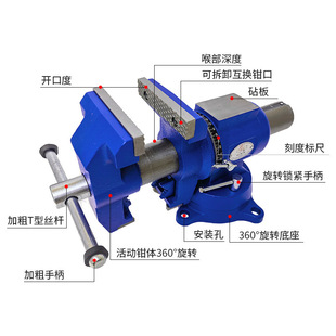 大象牌台钳工业级小型双钳口钳工木工多功能迷你万向精密台虎钳