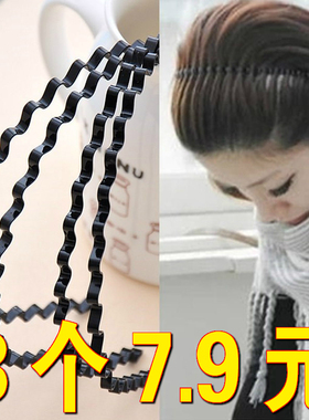 韩版气质发饰新年波浪形发箍发卡头箍女士造型束女孩女款女生黑色