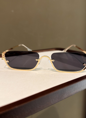 LAOPING时尚金属边半框方形太阳镜女防紫外线高级感网红黑色墨镜