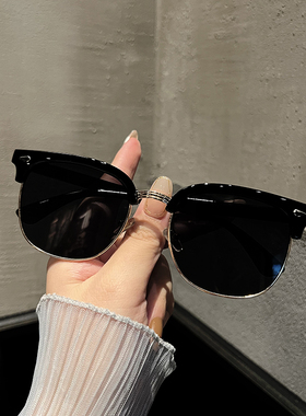 欧美2023年新款黑色复古墨镜