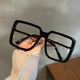 个性 大框方形黑色素颜百搭眼镜女2024年新款 网红街拍平光镜架男潮