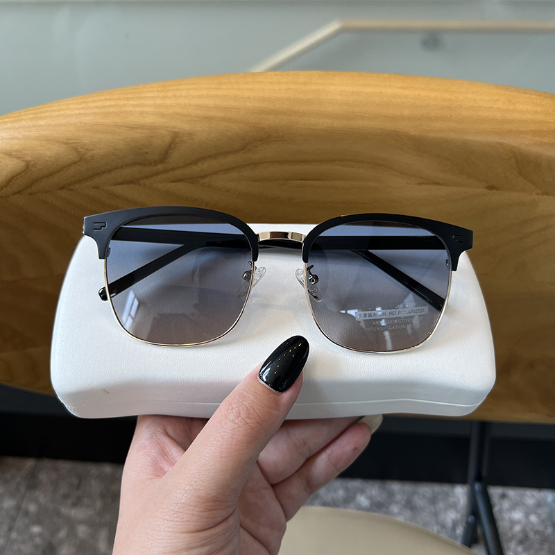 半框高清偏光墨镜时尚潮流百搭太阳眼镜男女款开车防紫外线驾驶镜