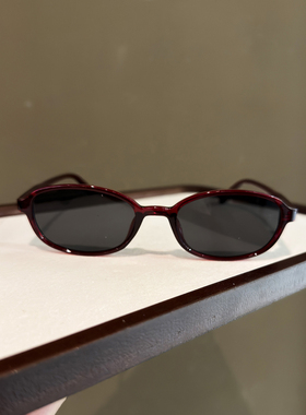 复古椭圆框猫眼墨镜女红色太阳眼镜高级感防紫外线遮阳镜2026年款