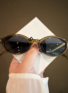 复古猫眼墨镜女绿色太阳镜高级感凹造型防晒遮阳眼镜简约2025年款