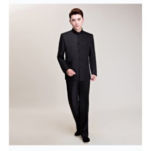 民国中山装男青年修身民国风学生装男装五四青年装立领演出服套装