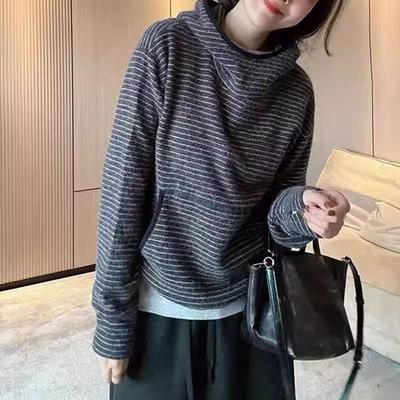 【好评排行版】宽松条纹口袋卫衣