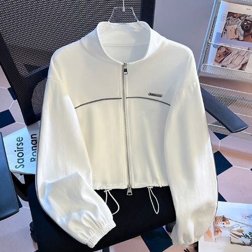 百搭立领开衫卫衣女小个子春秋2025新款早秋宽松休闲外套短款上衣