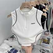 无袖 小背心女夏外穿独特别致设计感小众美式 港风甜酷辣妹短款 上衣