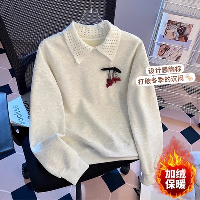 高级感轻奢加绒卫衣女士冬款小个子时尚洋气保暖休闲加厚上衣外套