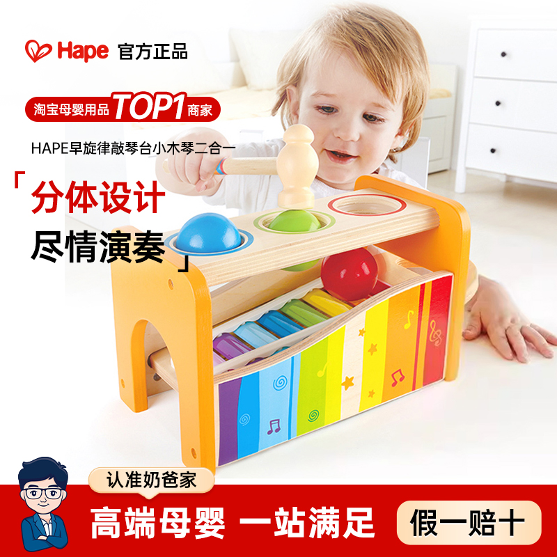 Hape手敲琴益智玩具二合一小木琴