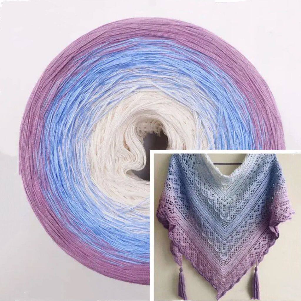 纯棉丝光棉长段染渐变色妖精线蛋糕线春夏钩织裙子披肩围巾宝宝线