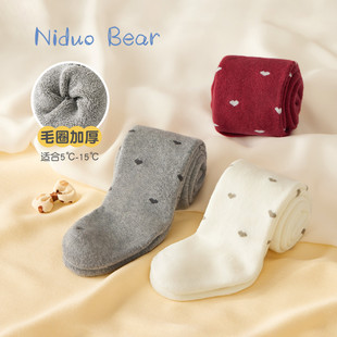 正品尼多熊宝宝连裤袜女童打底裤儿童裤袜婴儿秋冬加厚加绒毛圈