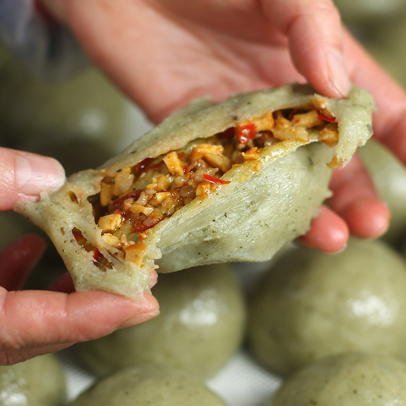 【8个】贵州铜仁特产棉菜粑蒿菜粑粑糯米包子肉沫豆腐馅包邮