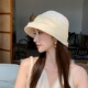 慵懒风新款 百搭显脸小盆帽 褶皱棉麻渔夫帽女透气防晒遮阳帽时尚