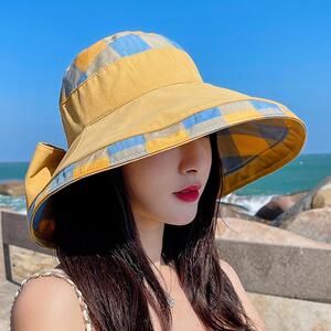 2025年夏季防晒帽子女大檐渔夫帽遮脸太阳帽子防紫外线沙滩遮阳帽