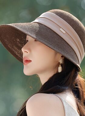 优雅赫本风夏季防晒遮阳帽子女2025年夏天高档帽子渔夫帽鸭舌帽