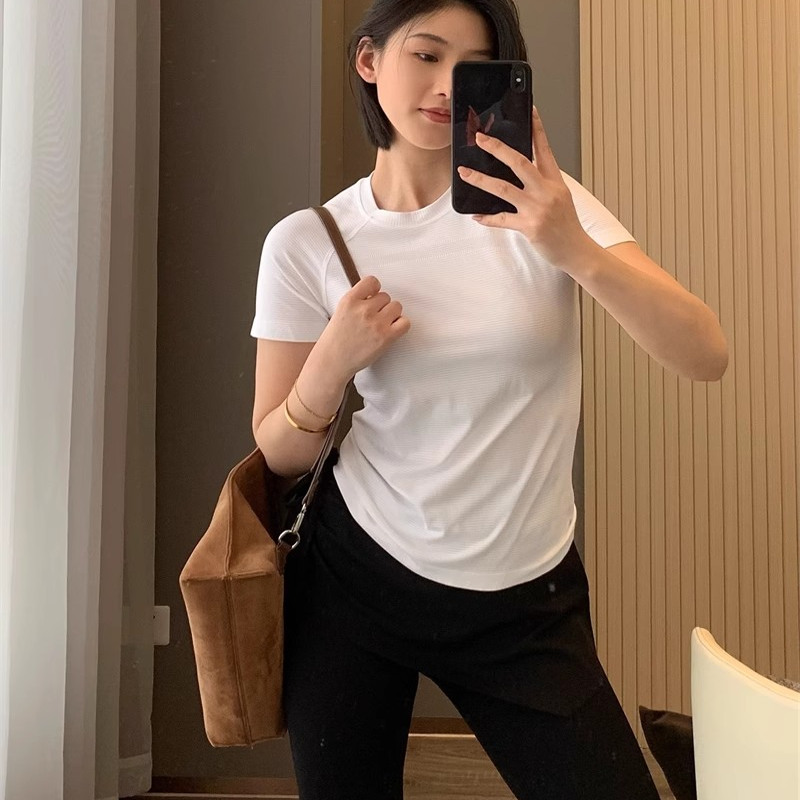 LU家同款！修身显瘦弹力透气速干健身运动跑步短袖瑜伽T恤衫女夏
