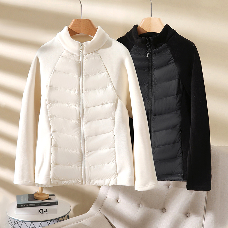 拼接奥粒绒内胆轻薄保暖羽绒服女