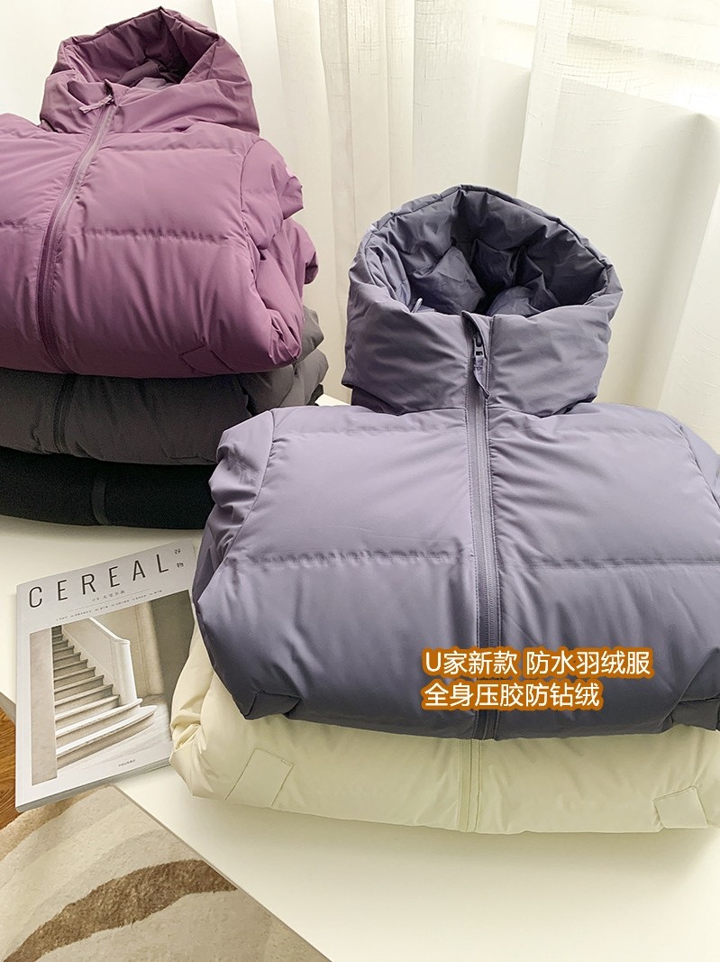 大厂订单~压胶防水宽松连帽白鸭绒保暖羽绒服外套面包服女冬