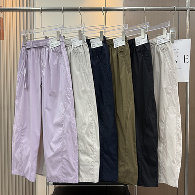 大厂订单！可调节系带遮胯显瘦工装裤休闲廓形长裤弯刀裤镰刀裤女