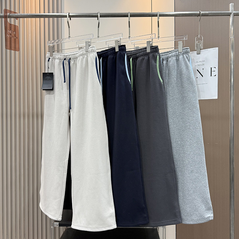 大厂订单！秋冬款松紧腰撞色加绒加厚保暖垂坠感针织休闲裤卫裤女