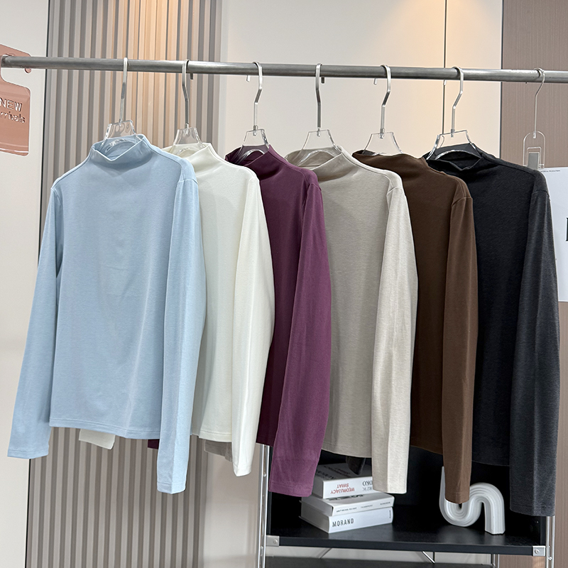 大厂订单！秋冬款修身百搭绵羊毛半高领长袖T恤内搭磨毛打底衫女