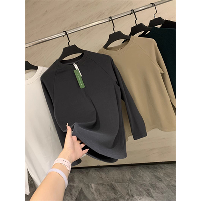 大厂订单！秋冬款推荐~双面德绒亲肤软糯舒适保暖纯色打底T恤衫男