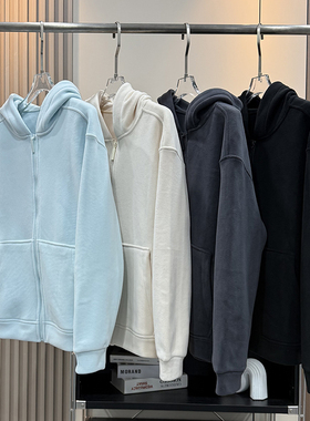 LU系同款！情侣款秋冬宽松加绒加厚保暖奥粒绒卫衣连帽摇粒绒外套