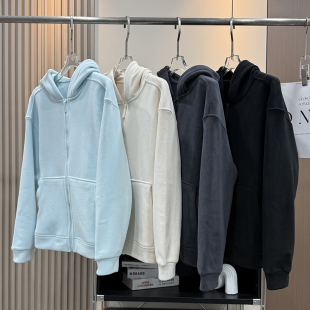 LU系同款 秋冬宽松加绒加厚保暖奥粒绒卫衣连帽摇粒绒外套 情侣款