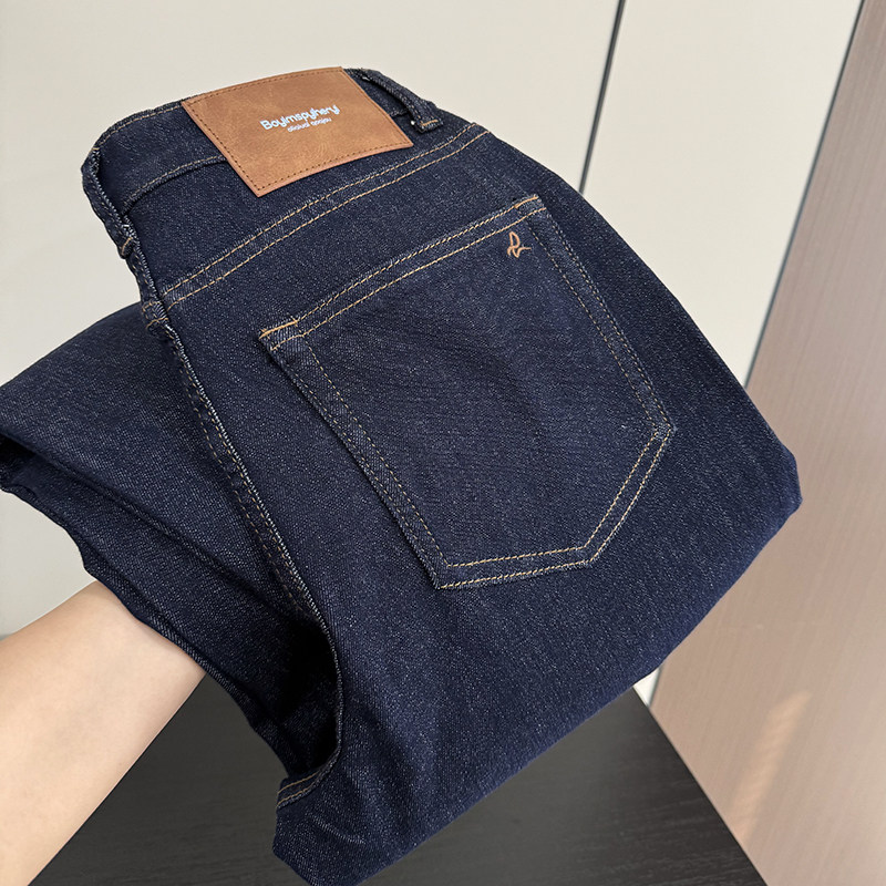 大厂订单！wan向弹明线复古高腰显瘦百搭直筒窄版阔腿牛仔裤女秋