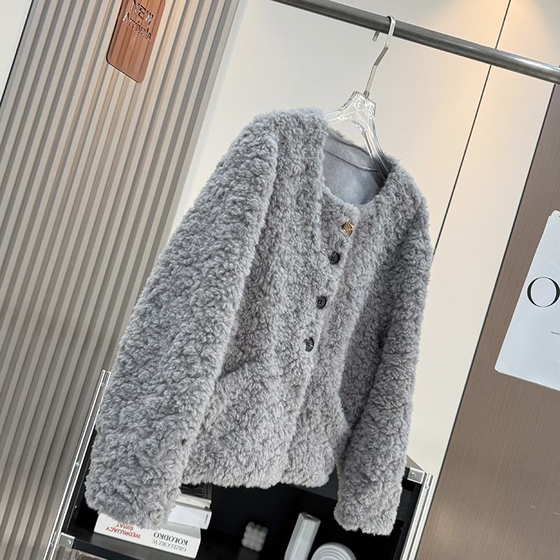 大厂订单！时髦一体麂皮绒防风保暖仿皮草颗粒绒大衣毛毛外套女冬