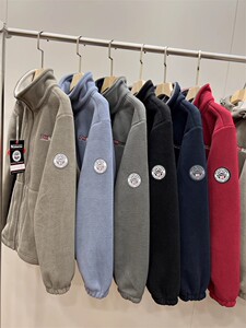 出K单~篙克重情侣款户外防寒加厚双面加绒保暖连帽夹克摇粒绒外套