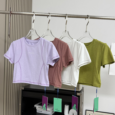 户外山系！夏新品修身吸湿透气速干骑行跑步运动短袖T恤女短上衣